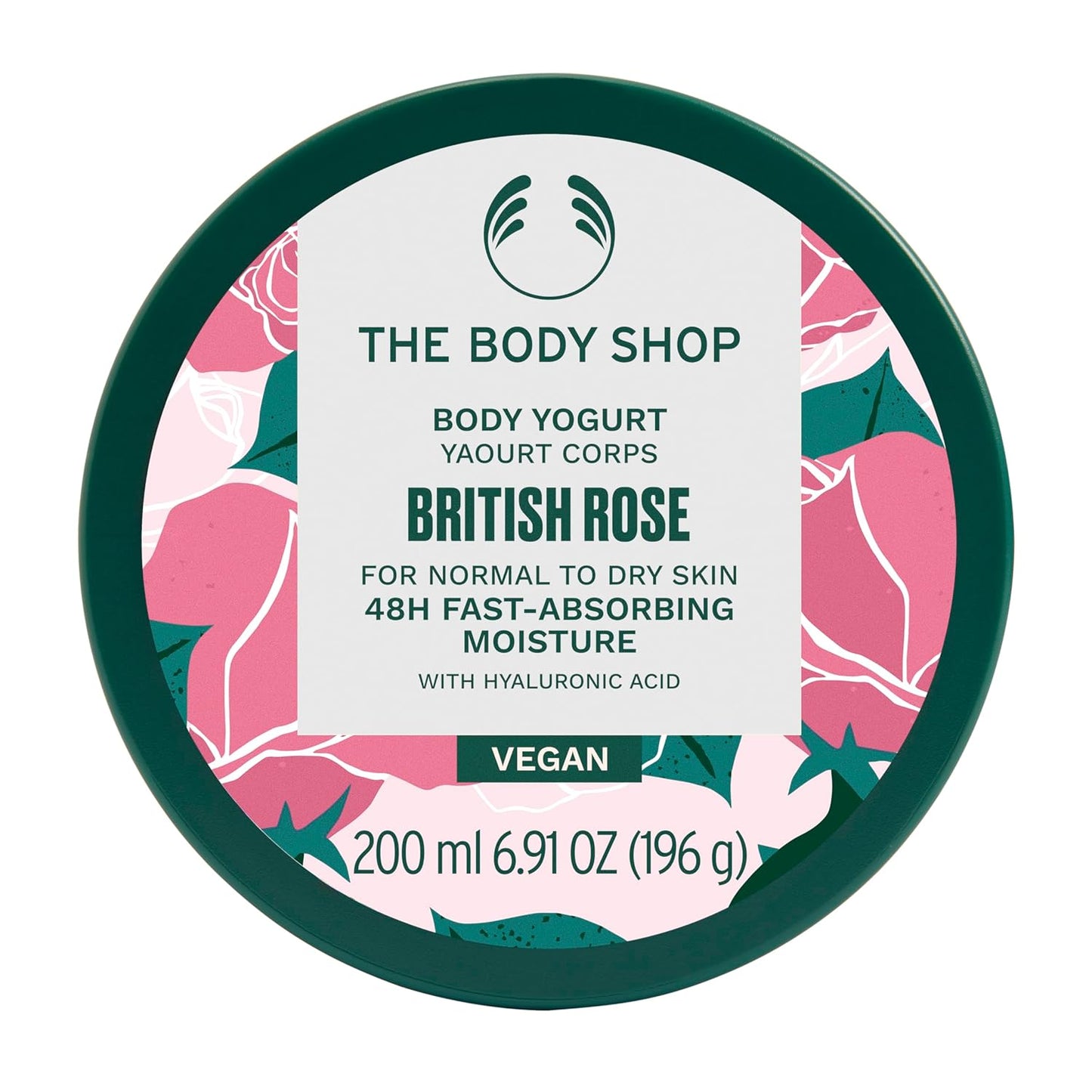 The Body Shop British Rose Body Yogurt, 48hr Moisturizer, 100% Vegan, 6.91 Fl.Oz