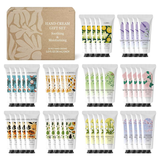 Green Canyon Spa 50 Pack Hand Cream, Mini Lotion Bulk, Travel Size Lotion Bulk, Teacher Gifts, Bridesmaid Gifts and Bachelorette Party Favors.