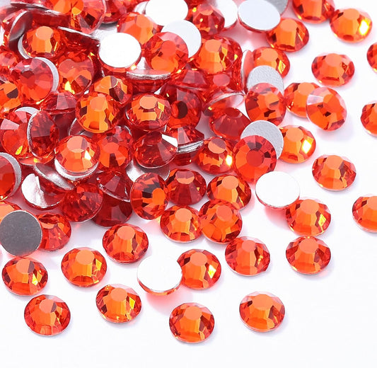 Hyacinth Flatback Rhinestones, Glass Rhinestones for Nail Art and Craft, Glue Fix, Loose Crystal Gemstones(Orange, SS16, 1440pcs, 3.8-4.0mm)