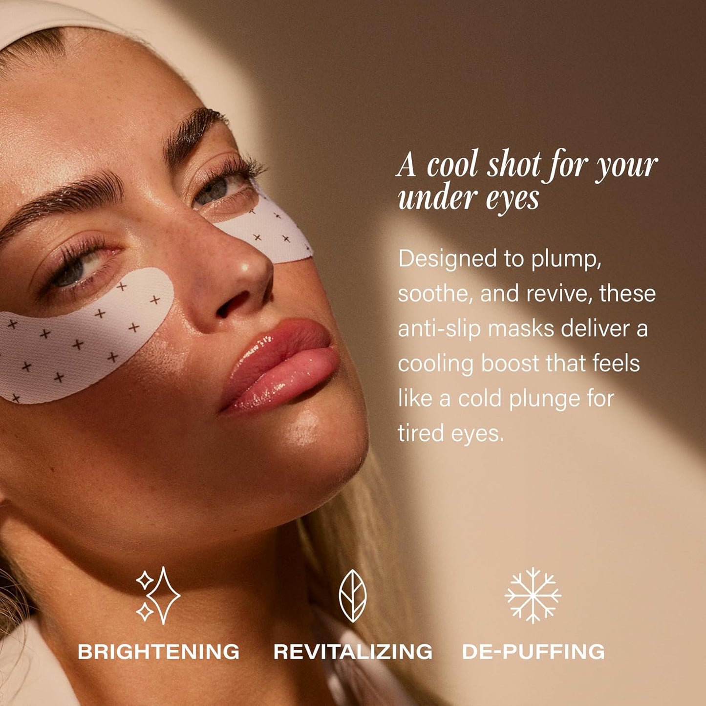 + Lux Unfiltered Cooling Under Eye Patches - Anti-Slip Caffeine Infused Korean Eye Mask - Reduces Puffiness, Brightens, & Hydrates Skin - Fragrance Free, Vegan, & Cruelty Free - 10 Count