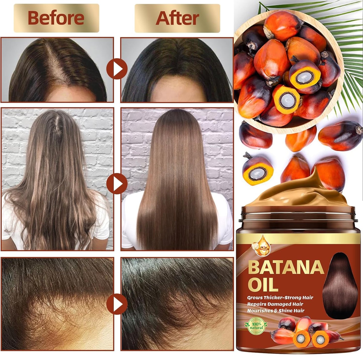 Batana Oil for Hair Growth & Rosemary Oil for Hair Growth,Raw Batana Hair Mask Rosemary Hair Growth Serum,Hair Loss Treatment,Hair Care for Dry Damaged Hair,Promotes Hair Thickness for Men Women