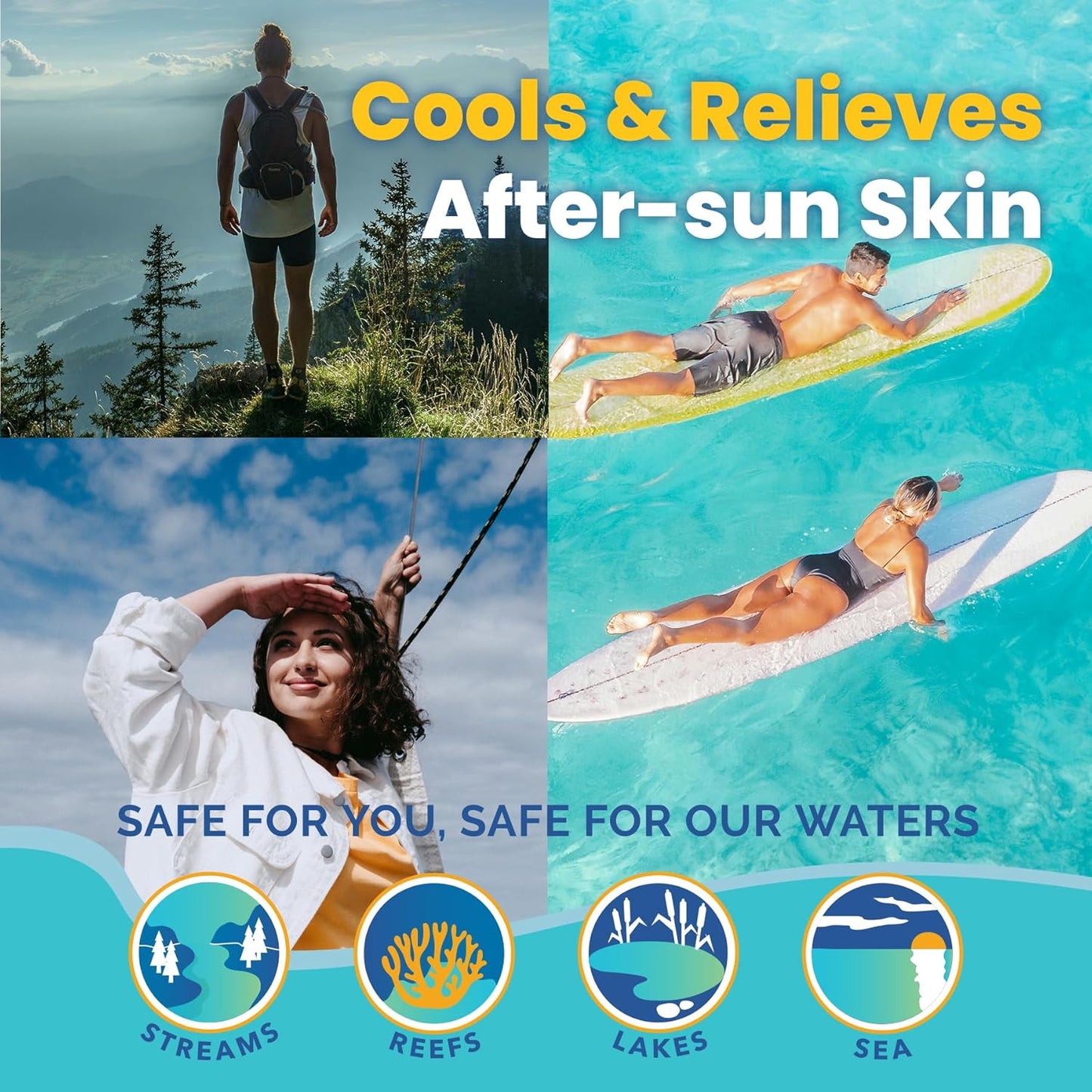 STREAM 2 SEA Sun & Sting Aloe Soothing Gel for Face & Body, Organic Aloe Vera Gel for Sunburn Relief, Travel Size Aloe Vera Gel for Skin, Natural After Sun Care, Pure Aloe After Sun Gel, 2.5 Fl oz