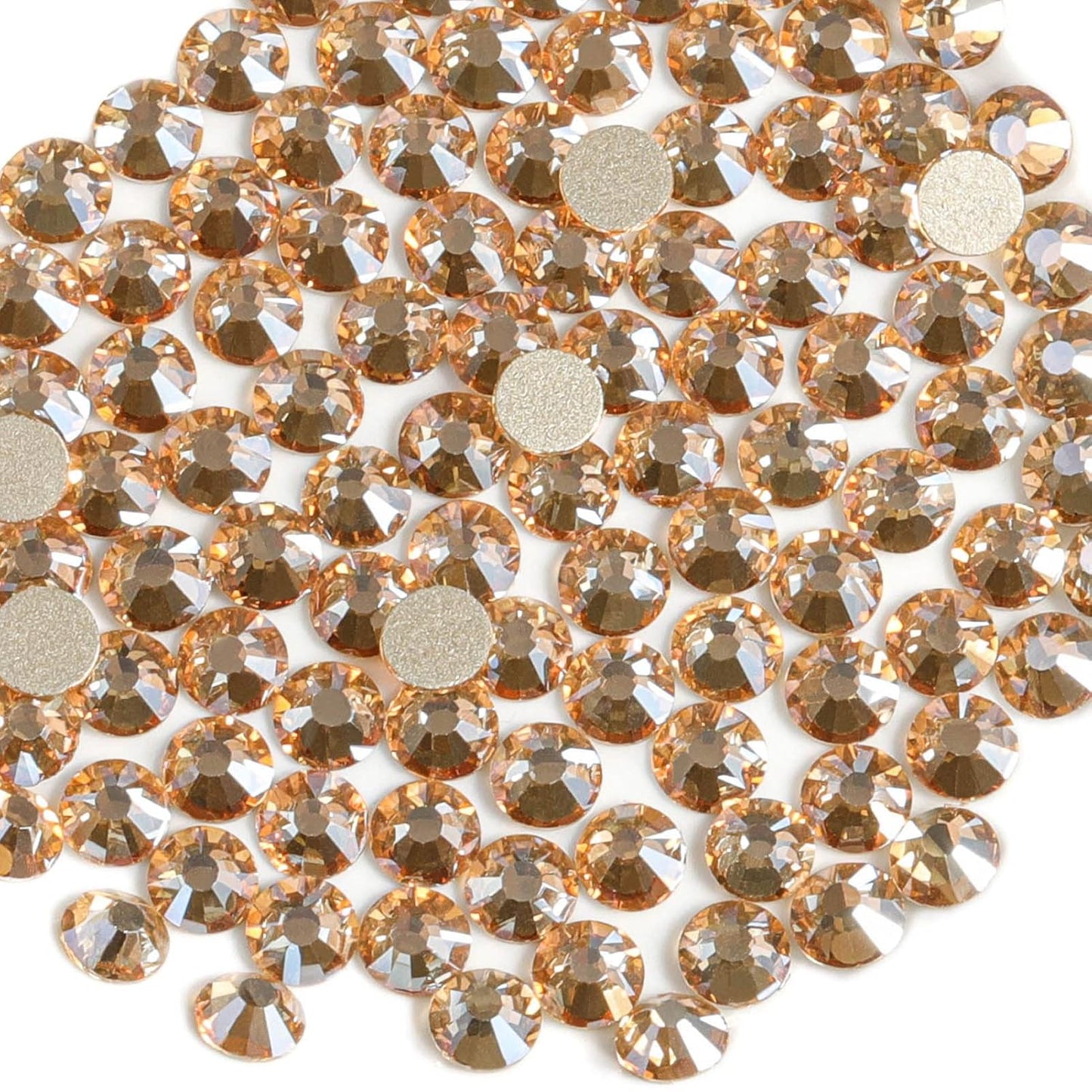 Beadsland 1440 Pieces Flat Back Crystal Rhinestones Round Gems,Golden Shadow,SS3,1.2-1.4mm