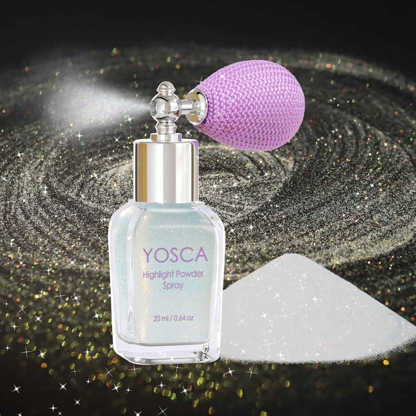 Yosca Body Glitter Spray, 30ML Loose Body Shimmer Powder Iridescent Hair Spray White Glitter Sparkle Highlighter Makeup Festival Concert Party Accessories for Rave Clothes Hair Face Nail Art