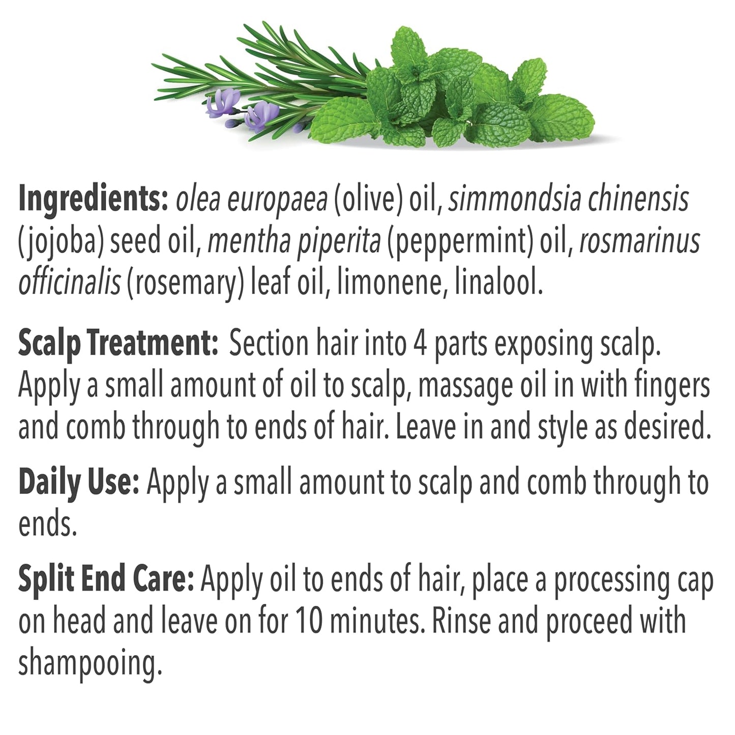 Botanical Hair Oil with Rosemary and Peppermint – Nourish and Strengthen 2 fl. oz.