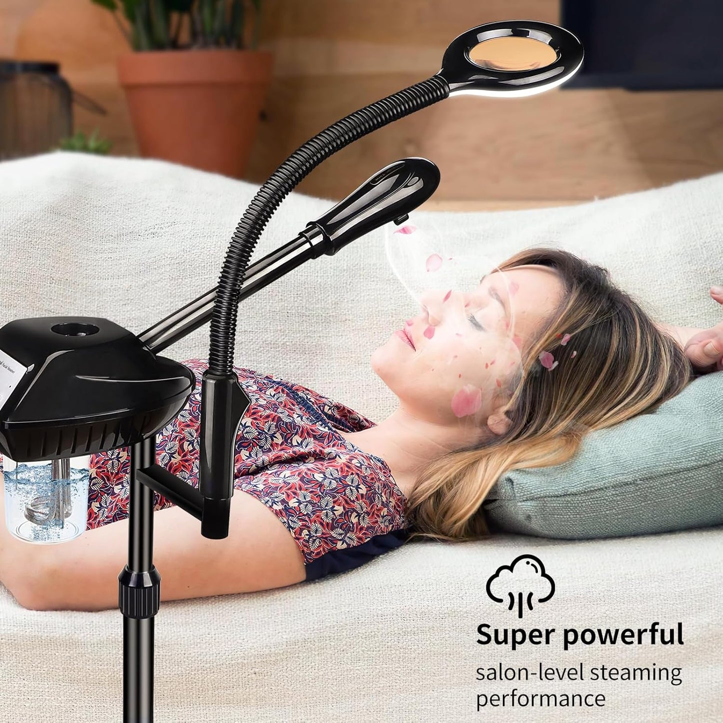 Facial Steamer for Ozone Humidifier Atomizer Attach 5× Magnifier and Light, Professional Face Steamer Clean Skin Firming Pores and Moisturizing Suitable for a Beauty, Spa, at Home