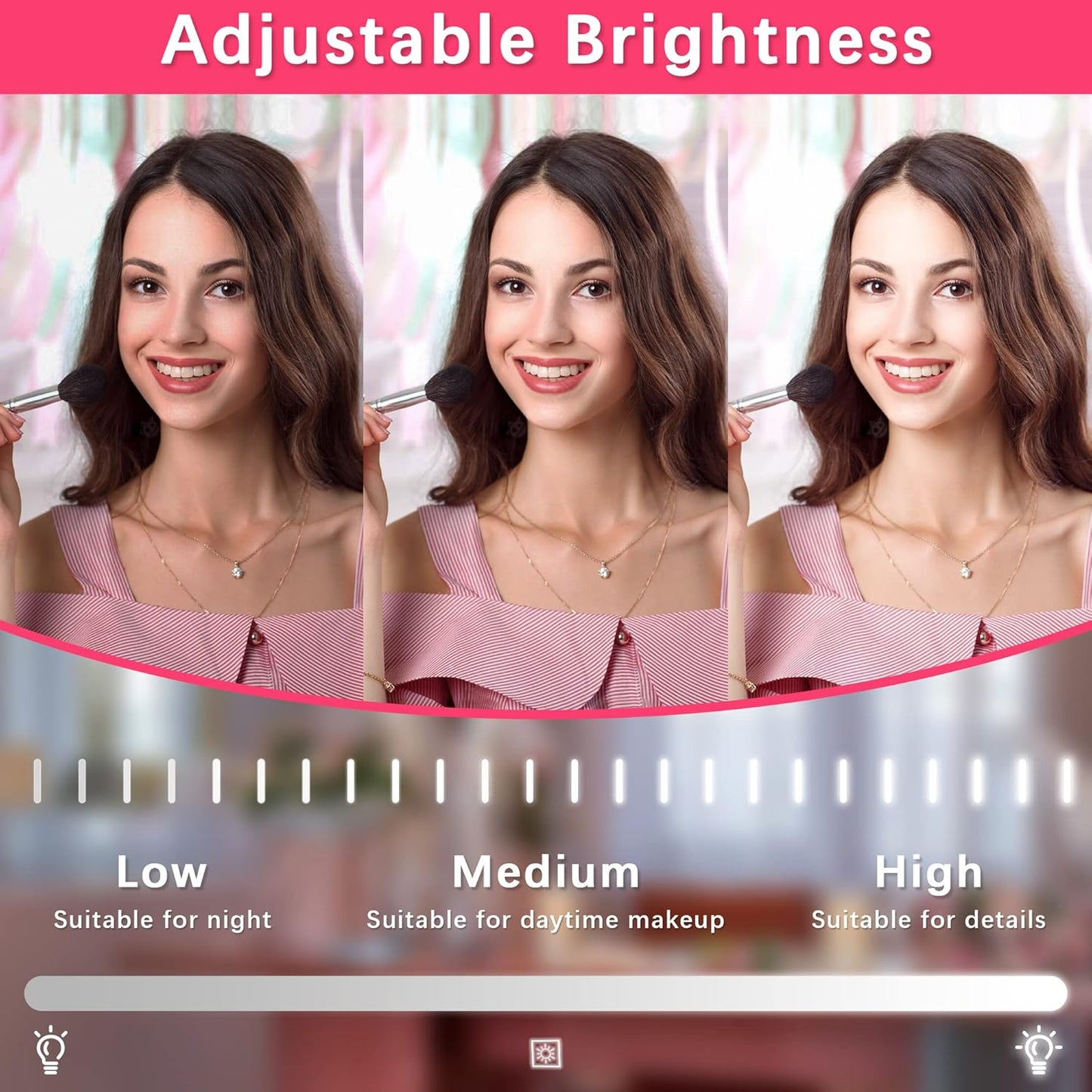 22x17 Inch Lighted Vanity Mirror with Dimmable LED Lights - 3 Color Modes, Smart Touch Control & 360° Rotating Base - Desk Makeup Mirror (White)