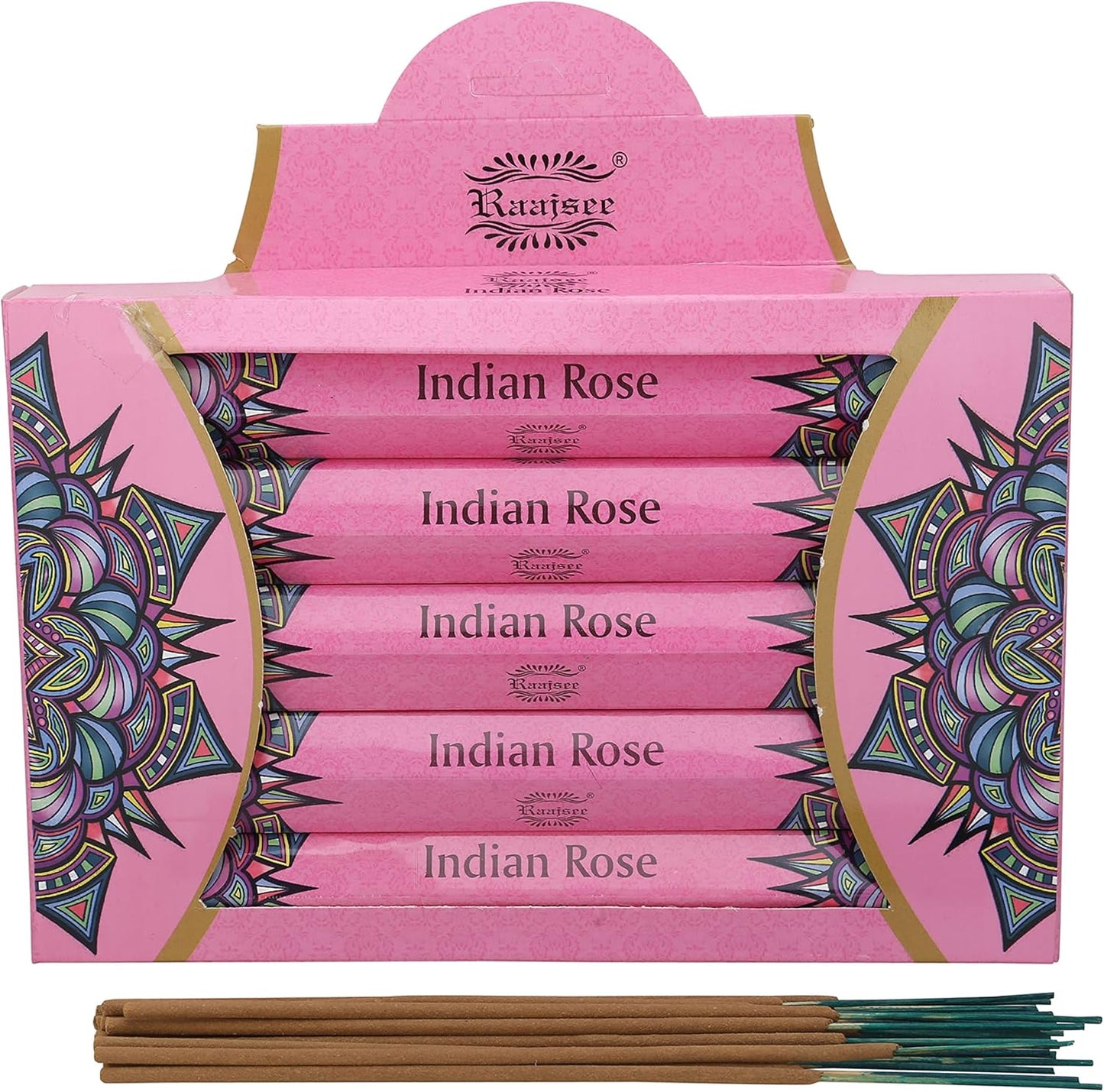 Raajsee Rose Incense Sticks 15 Sticks x 5 Pack -100% Pure Organic Natural Insense-Sticks - Hand Rolled Free from Chemicals - incent Perfect for Church Aromatherapy, Stress Relief, Meditation