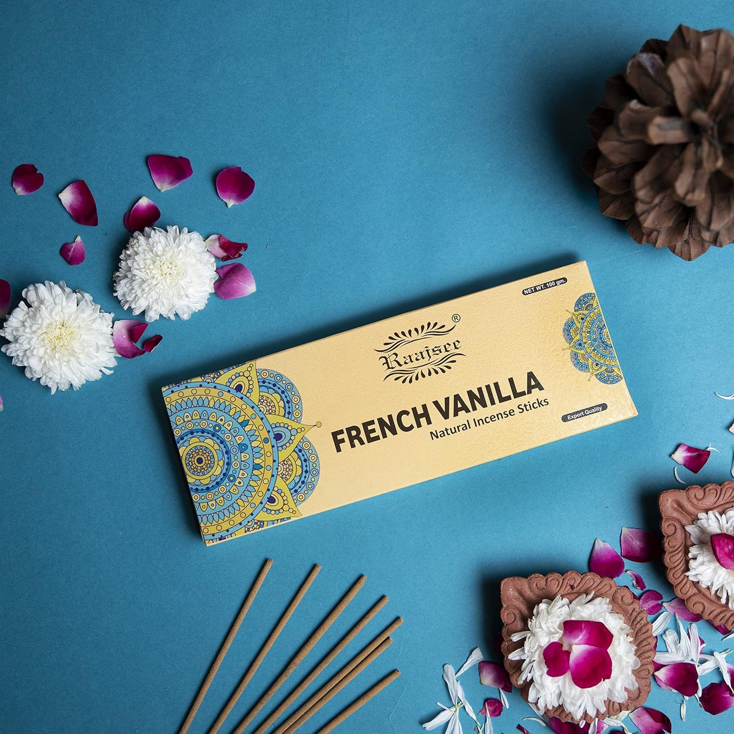 Raajsee Vnilla Incense Sticks 100 Gm Pack-100% Natural Insence Sticks -Organic Non Toxic - Charcoal Free - for Church,Aroma Therapy,Relaxation,Meditation