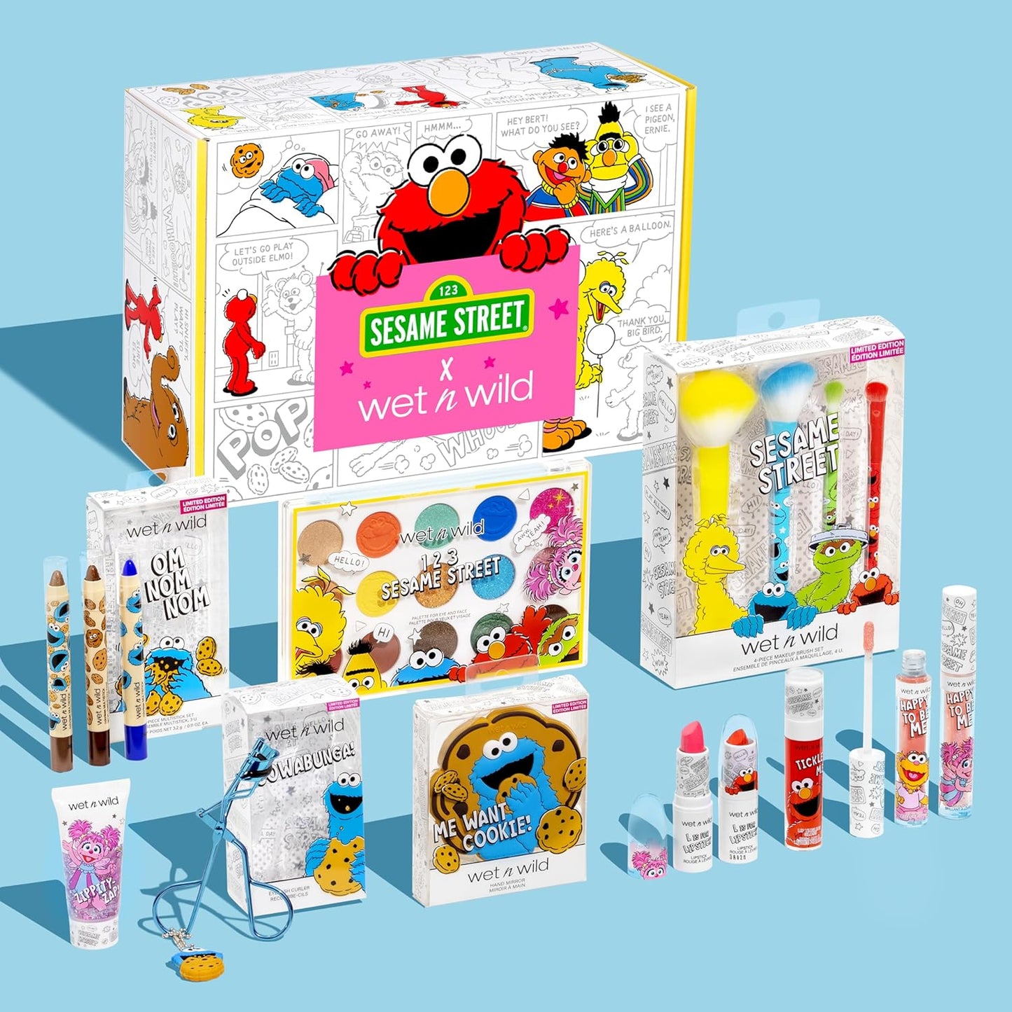 wet n wild Sesame Street Limited Edition PR Box - Makeup Set with Versatile Brushes, Vibrant Buildable & Blendable Palettes & Lip Glosses for Unique Looks, Cruelty-Free & Vegan