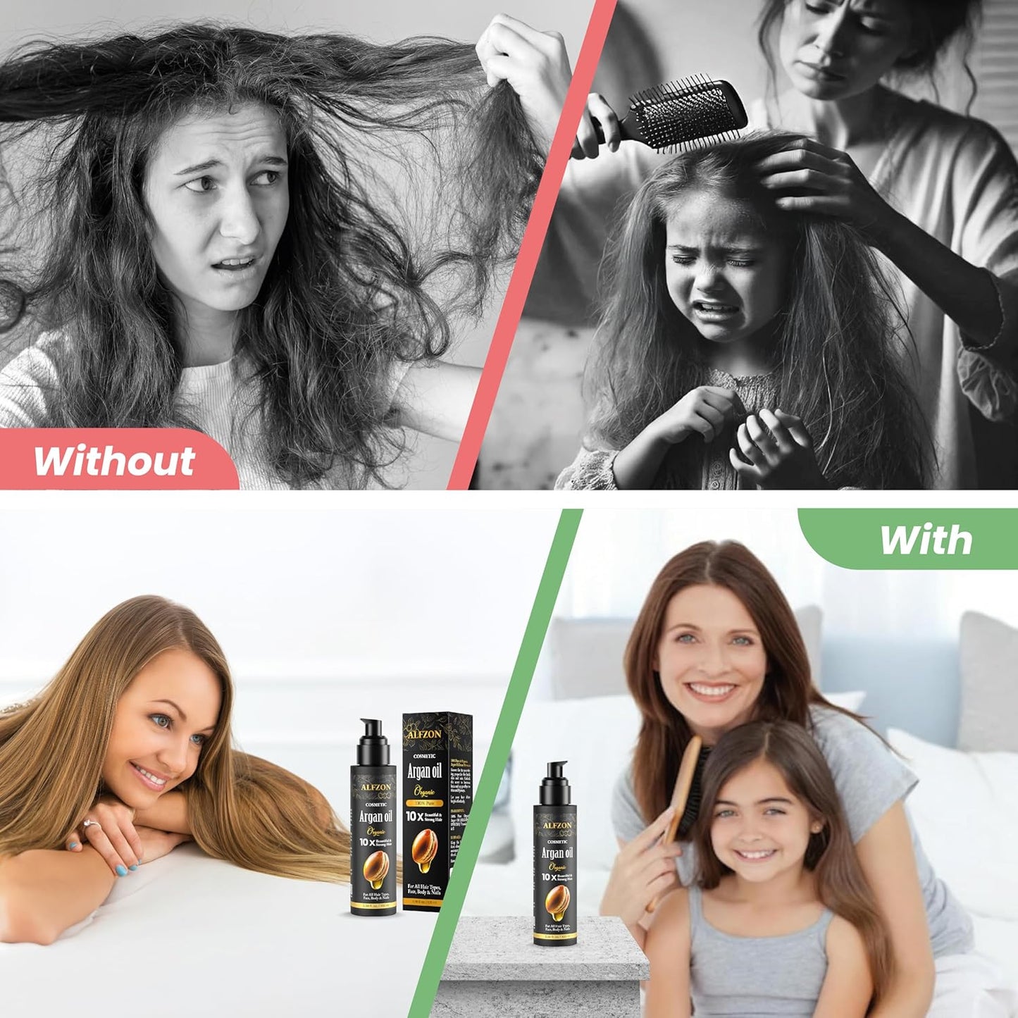 𝓐𝓛𝓕𝓩𝓞𝓝 Moroccan Argan Oil 100% Pure USDA Organic Hair Treatment, Cold Pressed For Dry, Damaged, Curly & Frizzy Hair, Skin, Face, Body & Beard Natural Anti Aging for Women & Men, Large 3.38 oz