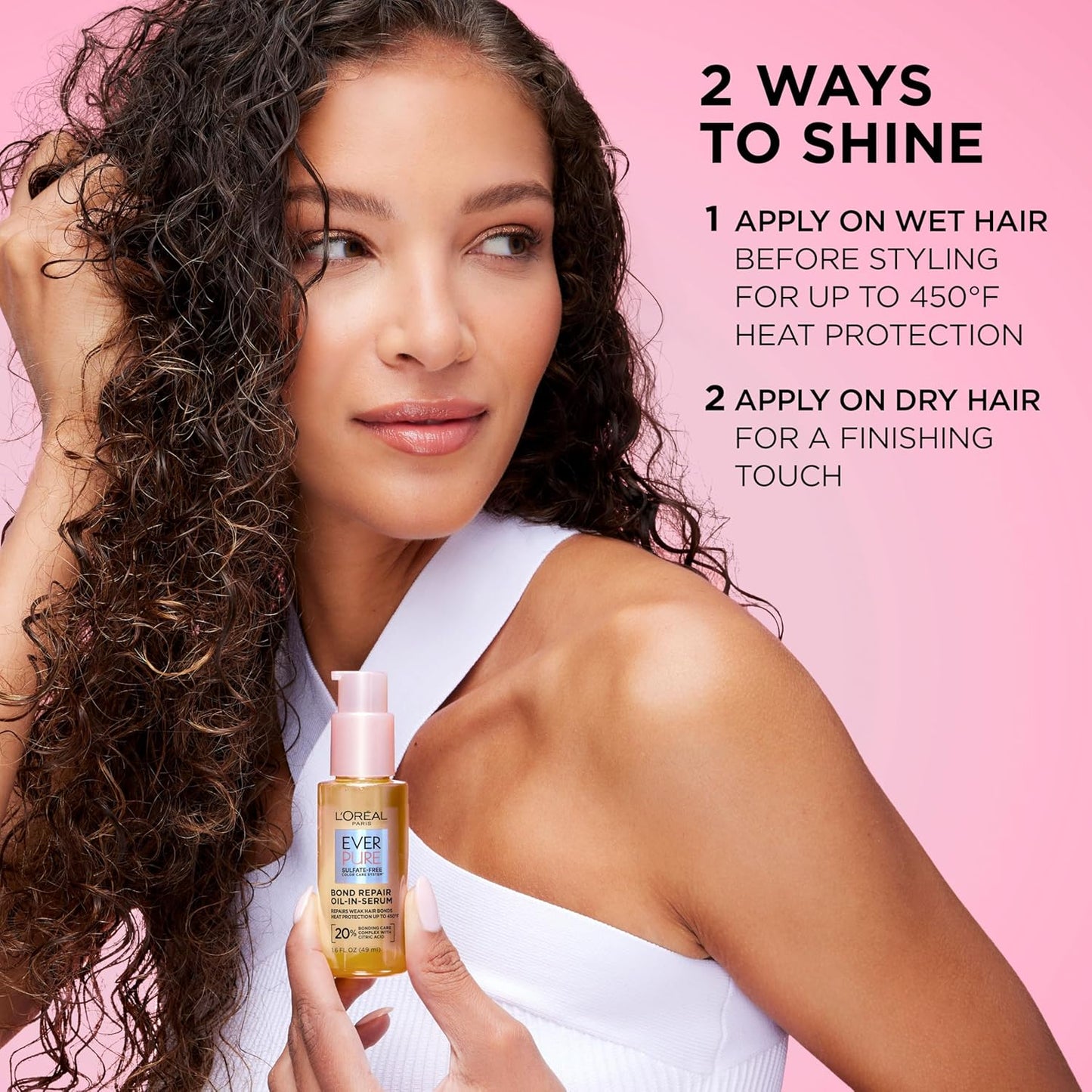 L'Oreal Paris Bond Repair Oil-in-Serum for Damaged, Color Treated Hair, Heat Protectant, Strengthens Weak Bonds, Intense Shine and Frizz Control, EverPure, 1.6 Fl Oz